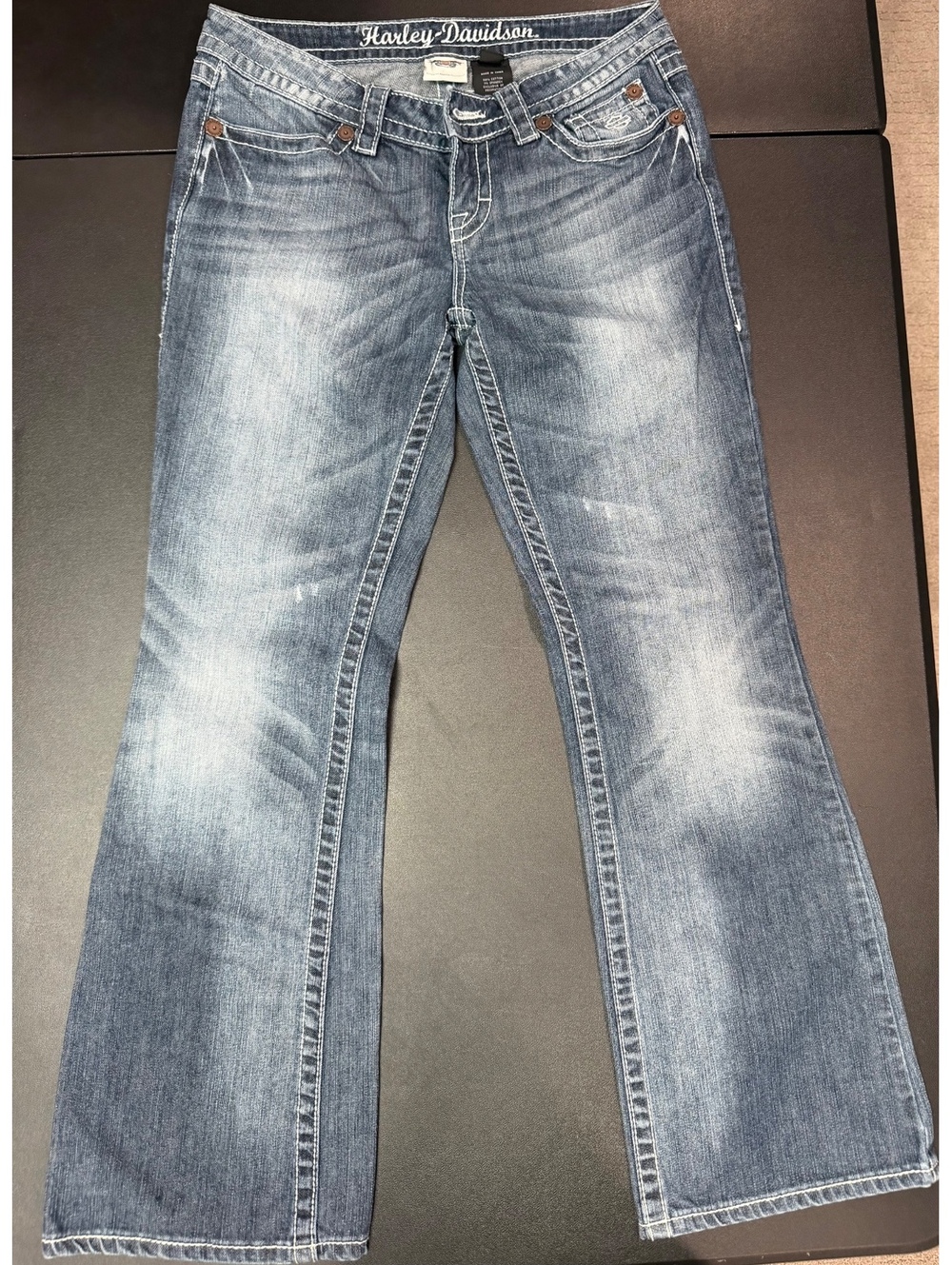 Harley-Davidson Women's Bootcut Genuine MotorClothes Jeans Medium Wash Stretch 8
